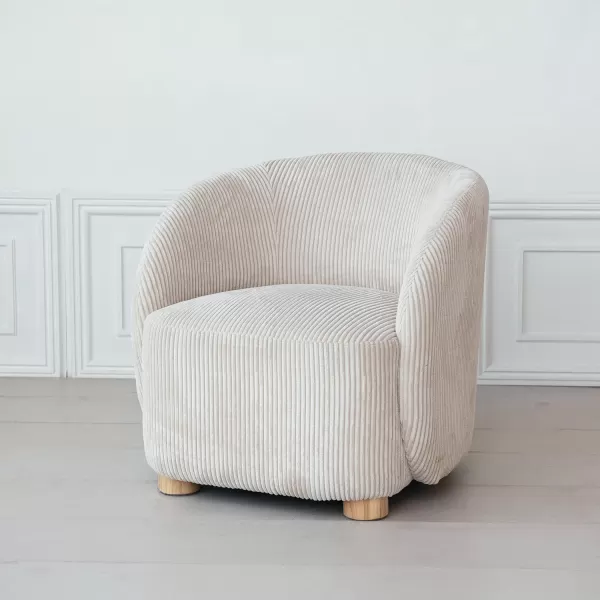 Creative CoOp Cream Corduroy Fabric Upholstered Arm Chair