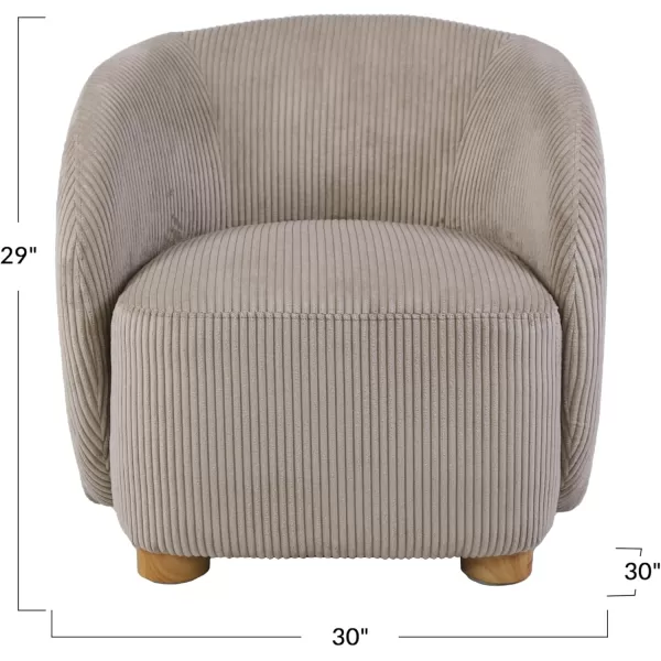 Creative CoOp Cream Corduroy Fabric Upholstered Arm Chair