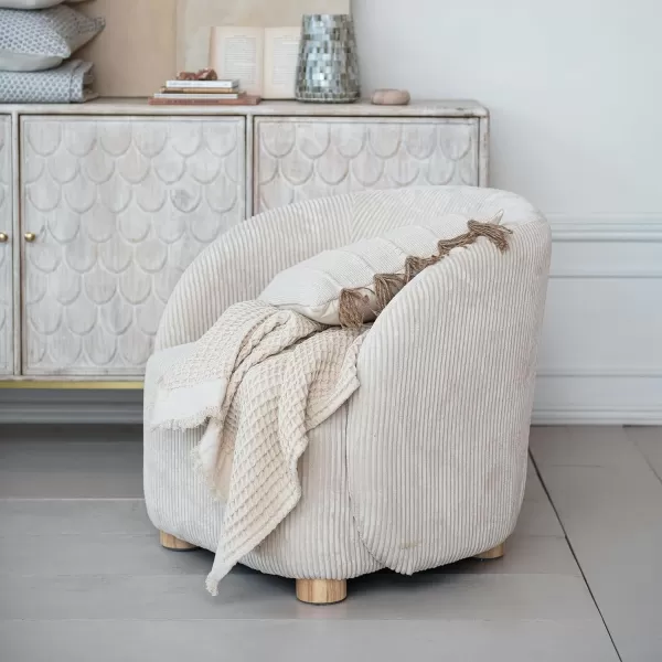 Creative CoOp Cream Corduroy Fabric Upholstered Arm Chair