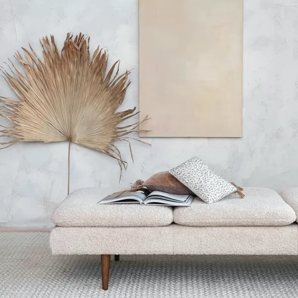 Creative CoOp Cream Fabric Shag Upholstered Daybed Single