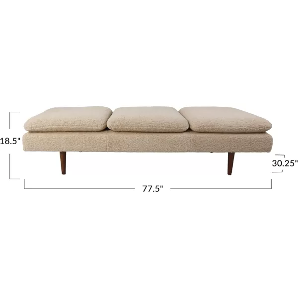 Creative CoOp Cream Fabric Shag Upholstered Daybed Single