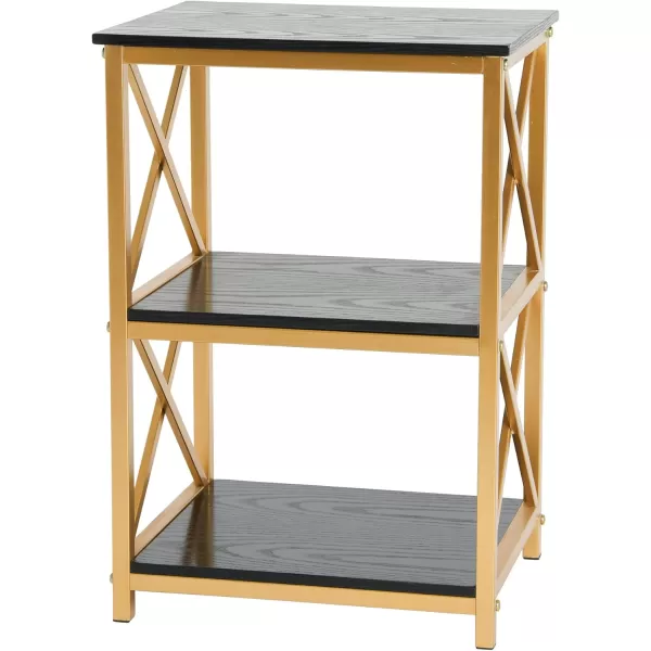 Creative CoOp Crossline Side Table Black and Gold