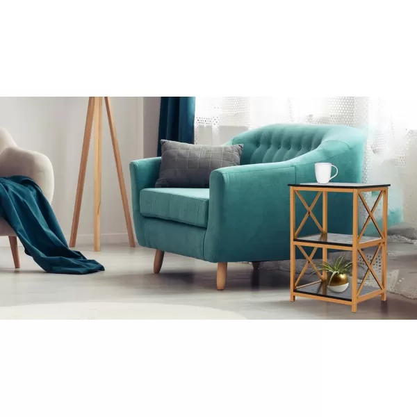 Creative CoOp Crossline Side Table Black and Gold