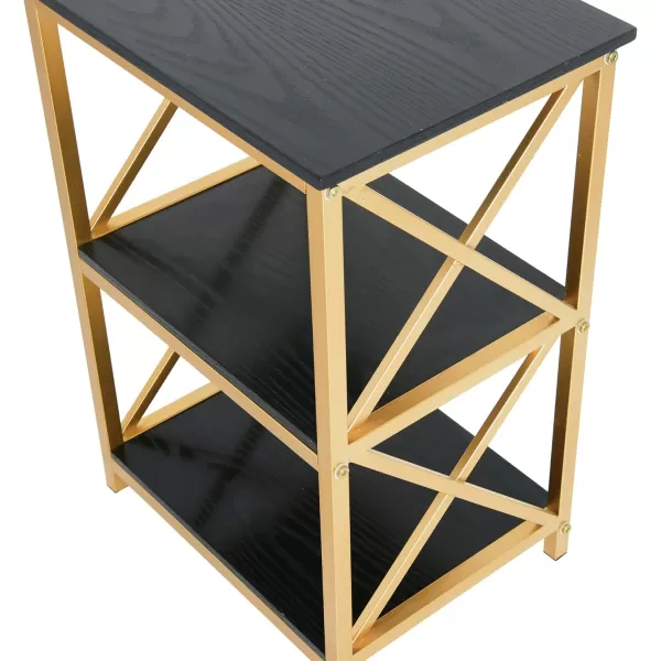 Creative CoOp Crossline Side Table Black and Gold