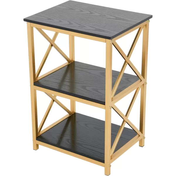 Creative CoOp Crossline Side Table Black and Gold