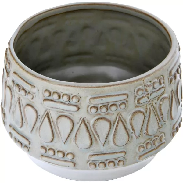 Creative CoOp DF2979 Embossed Stoneware Reactive Glaze Finish Holds 4quot PotEach one Will Vary Planter Green