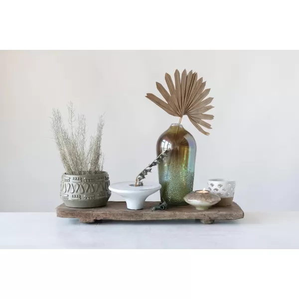 Creative CoOp DF2979 Embossed Stoneware Reactive Glaze Finish Holds 4quot PotEach one Will Vary Planter Green