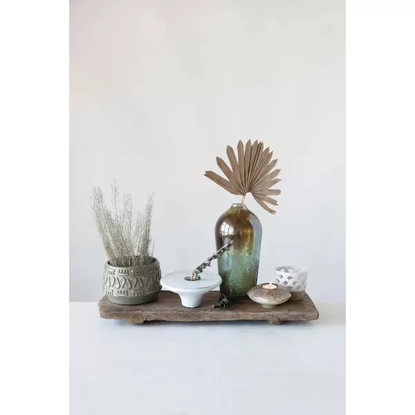 Creative CoOp DF2979 Embossed Stoneware Reactive Glaze Finish Holds 4quot PotEach one Will Vary Planter Green