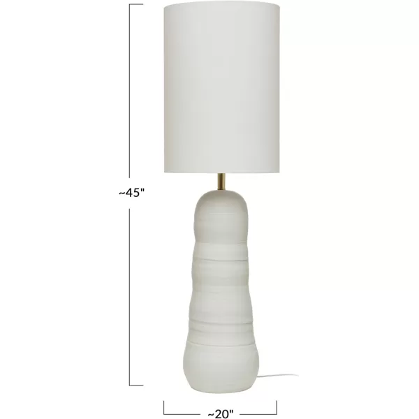 Creative CoOp DF4159 Modern Creamy White Ceramic Stoneware Floor Tall Table Linen Shade Reactive Glaze Finish Lamp