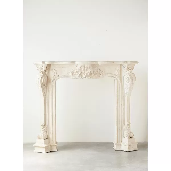 Creative CoOp Decorative Wood Fireplace MantelBlackCream