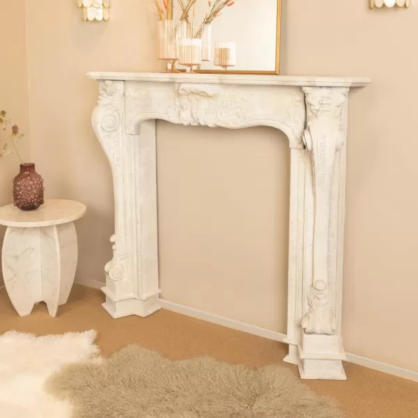 Creative CoOp Decorative Wood Fireplace MantelBlackCream