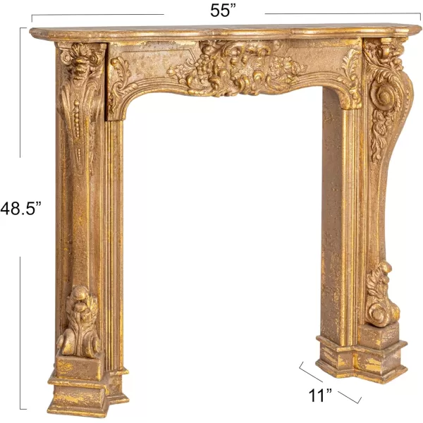 Creative CoOp Decorative Wood Fireplace MantelBlackGold