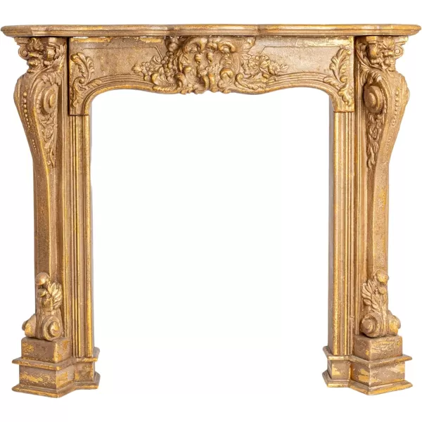 Creative CoOp Decorative Wood Fireplace MantelBlackGold