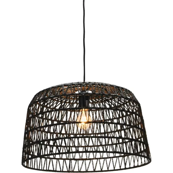 Creative CoOp EC0489 Woven Lamp Charcoal Gray Pendant Black