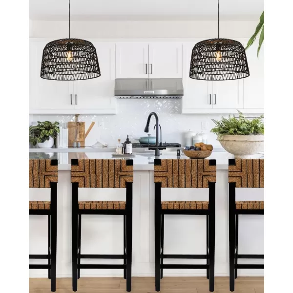 Creative CoOp EC0489 Woven Lamp Charcoal Gray Pendant Black