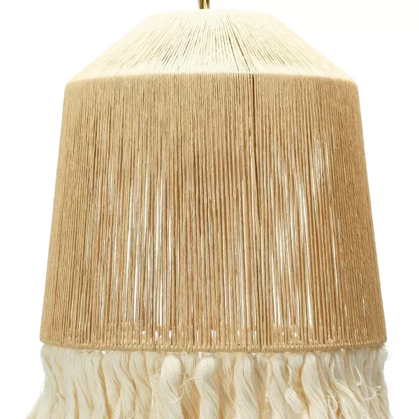 Creative CoOp EC0905 Coastal Lamp with Natural Paper Rope Shades Fringe Detail and Iron Base Pendant 1175quot1175
