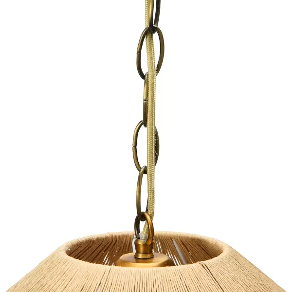 Creative CoOp EC0905 Coastal Lamp with Natural Paper Rope Shades Fringe Detail and Iron Base Pendant 1175quot1175