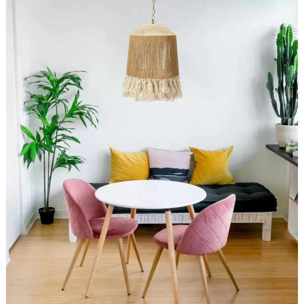 Creative CoOp EC0905 Coastal Lamp with Natural Paper Rope Shades Fringe Detail and Iron Base Pendant 1175quot1175