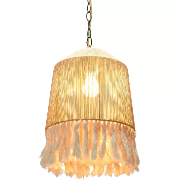 Creative CoOp EC0905 Coastal Lamp with Natural Paper Rope Shades Fringe Detail and Iron Base Pendant 1175quot1175
