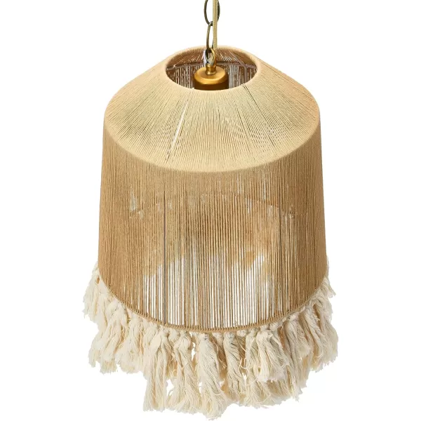 Creative CoOp EC0905 Coastal Lamp with Natural Paper Rope Shades Fringe Detail and Iron Base Pendant 1175quot1175