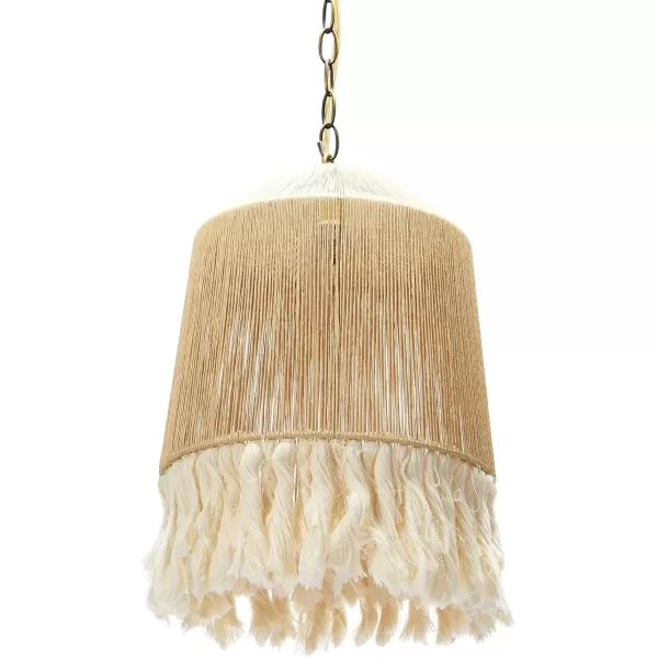 Creative CoOp EC0905 Coastal Lamp with Natural Paper Rope Shades Fringe Detail and Iron Base Pendant 1175quot1175