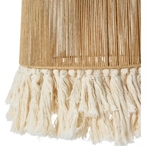 Creative CoOp EC0905 Coastal Lamp with Natural Paper Rope Shades Fringe Detail and Iron Base Pendant 1175quot1175