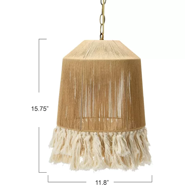 Creative CoOp EC0905 Coastal Lamp with Natural Paper Rope Shades Fringe Detail and Iron Base Pendant 1175quot1175