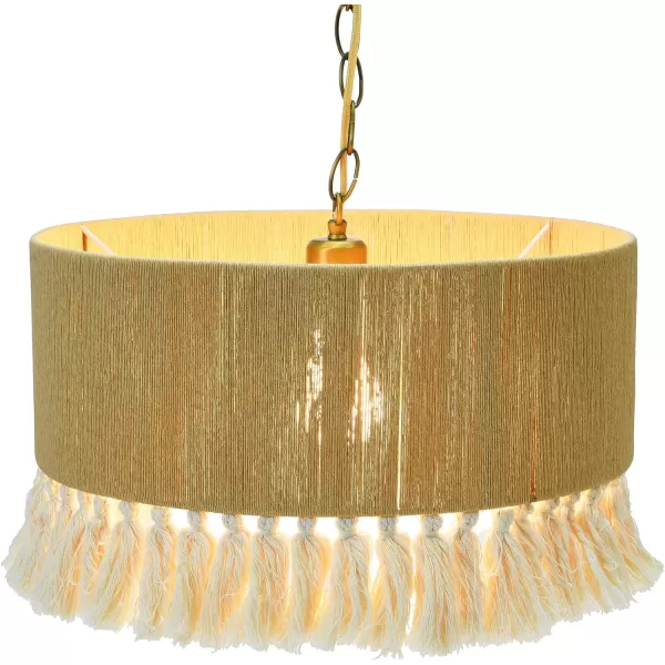 Creative CoOp EC0905 Coastal Lamp with Natural Paper Rope Shades Fringe Detail and Iron Base Pendant 1175quot1575