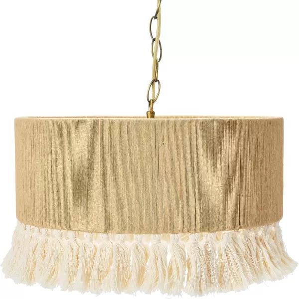 Creative CoOp EC0905 Coastal Lamp with Natural Paper Rope Shades Fringe Detail and Iron Base Pendant 1175quot1575