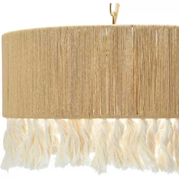 Creative CoOp EC0905 Coastal Lamp with Natural Paper Rope Shades Fringe Detail and Iron Base Pendant 1175quot1575