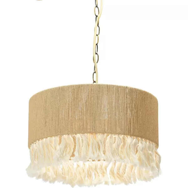 Creative CoOp EC0905 Coastal Lamp with Natural Paper Rope Shades Fringe Detail and Iron Base Pendant 1175quot1575