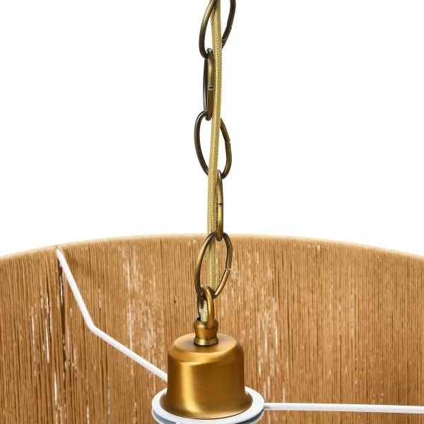 Creative CoOp EC0905 Coastal Lamp with Natural Paper Rope Shades Fringe Detail and Iron Base Pendant 1175quot1575