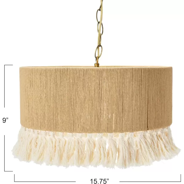 Creative CoOp EC0905 Coastal Lamp with Natural Paper Rope Shades Fringe Detail and Iron Base Pendant 1175quot1575