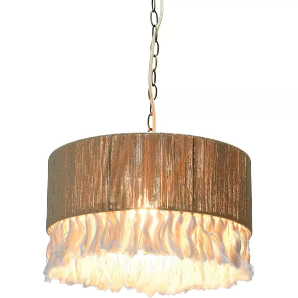 Creative CoOp EC0905 Coastal Lamp with Natural Paper Rope Shades Fringe Detail and Iron Base Pendant 1175quot1575