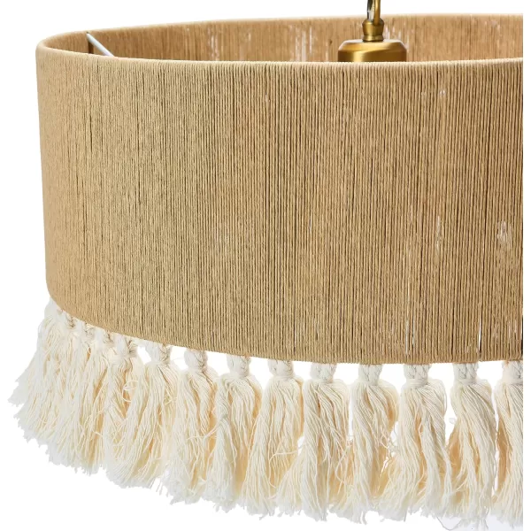 Creative CoOp EC0905 Coastal Lamp with Natural Paper Rope Shades Fringe Detail and Iron Base Pendant 1175quot1575