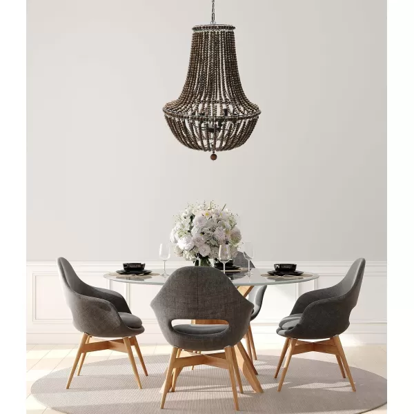 Creative CoOp EC0915 Draped Wood Bead Chandelier 21quot H CreamBrown