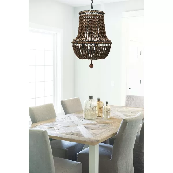 Creative CoOp EC0915 Draped Wood Bead Chandelier 21quot H CreamBrown