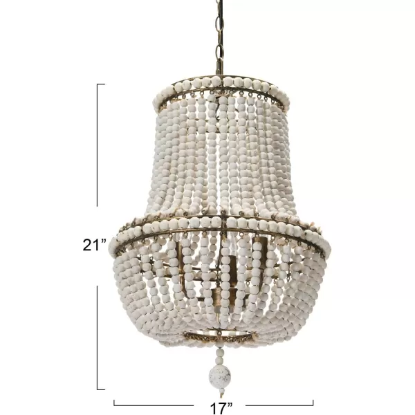 Creative CoOp EC0915 Draped Wood Bead Chandelier 21quot H CreamCream