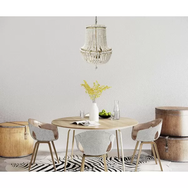 Creative CoOp EC0915 Draped Wood Bead Chandelier 21quot H CreamCream