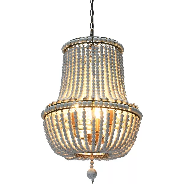 Creative CoOp EC0915 Draped Wood Bead Chandelier 21quot H CreamCream