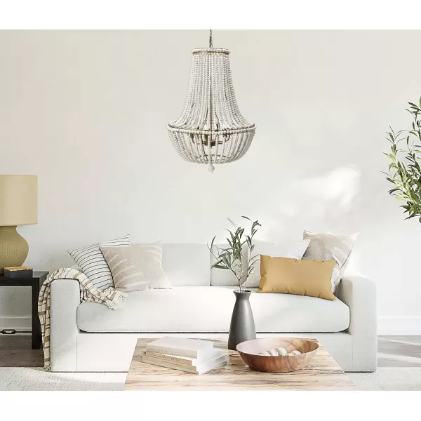 Creative CoOp EC0915 Draped Wood Bead Chandelier 21quot H CreamCream