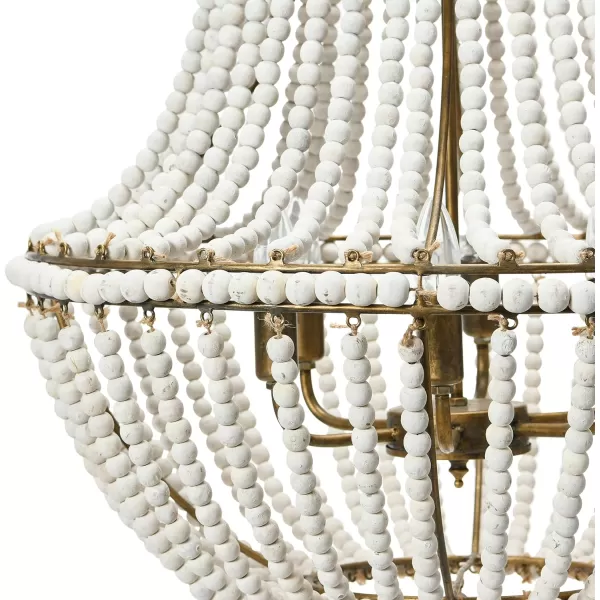 Creative CoOp EC0915 Draped Wood Bead Chandelier 21quot H CreamCream