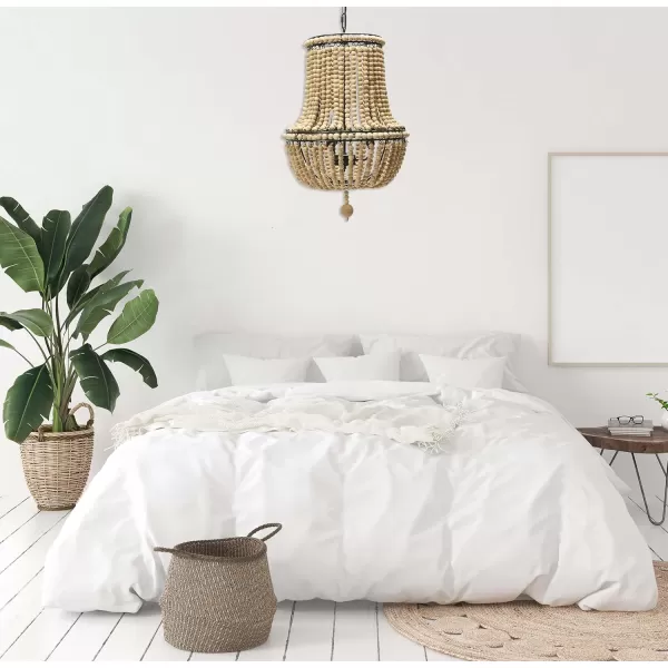 Creative CoOp EC0915 Draped Wood Bead Chandelier 21quot H CreamNatural