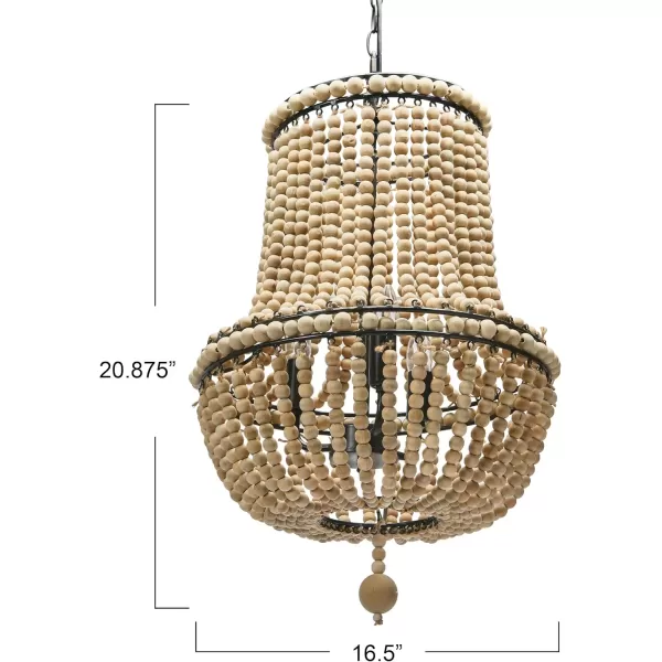 Creative CoOp EC0915 Draped Wood Bead Chandelier 21quot H CreamNatural