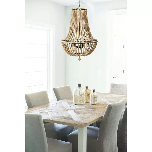 Creative CoOp EC0915 Draped Wood Bead Chandelier 21quot H CreamNatural