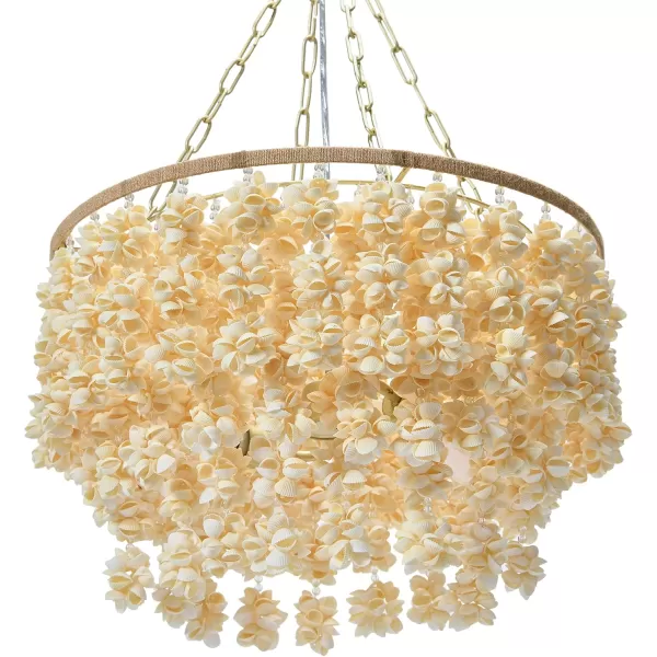 Creative CoOp EC1051 20quot Round Metal and Shell Style Ceiling Light ChandelierChandelier