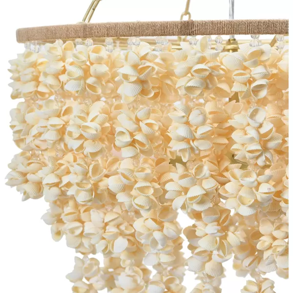 Creative CoOp EC1051 20quot Round Metal and Shell Style Ceiling Light ChandelierChandelier