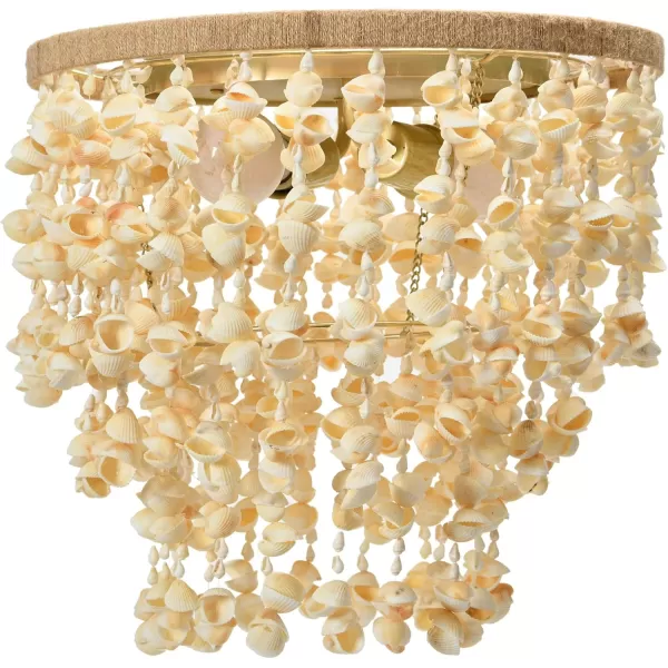 Creative CoOp EC1051 20quot Round Metal and Shell Style Ceiling Light ChandelierCoastal