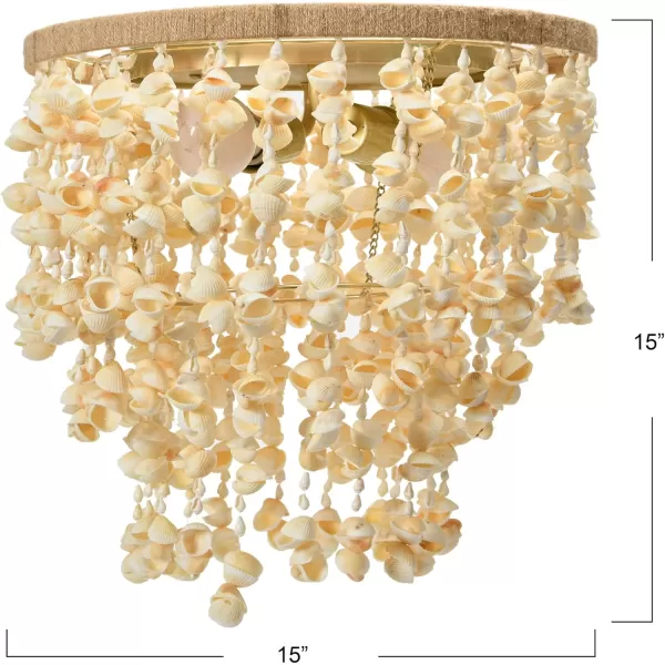 Creative CoOp EC1051 20quot Round Metal and Shell Style Ceiling Light ChandelierCoastal