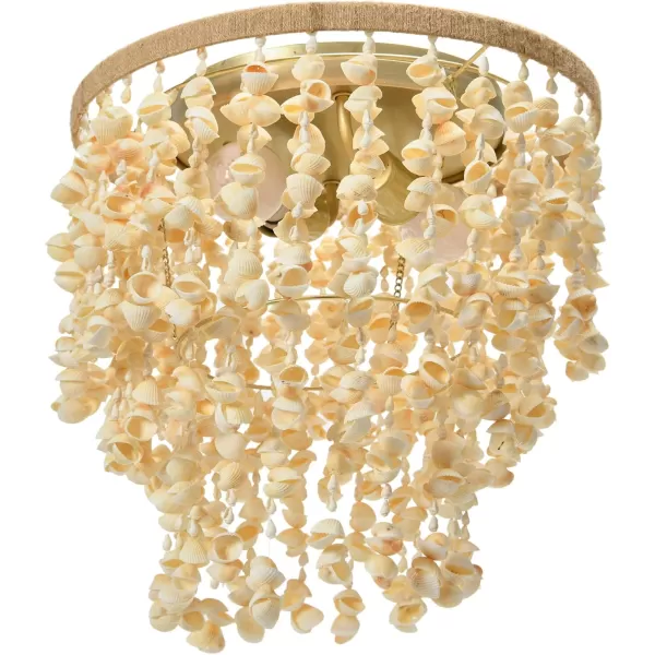 Creative CoOp EC1051 20quot Round Metal and Shell Style Ceiling Light ChandelierCoastal